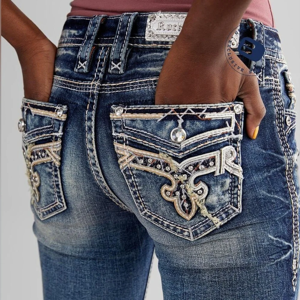 ❤️NeW!❤️ ROCK REVIVAL ASH ROSE MID-RISE EMBROIDERED SKINNY STRETCH JEANS SIZE 28